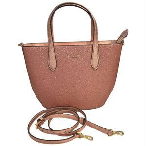 Kate Spade Glitter Glimmer Small Satchel Crossbody Bag Holiday Mitten Pink